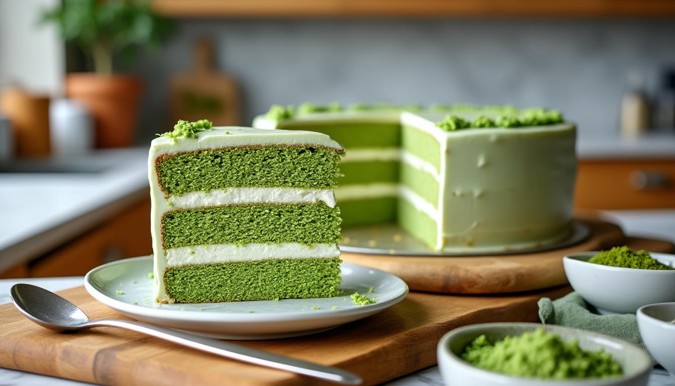 découvrez le gâteau au yaourt et thé matcha, une délicieuse tendance pâtissière qui allie la légèreté du yaourt à l'exotisme du matcha. parfait pour les amateurs de douceurs innovantes, ce dessert savoureux et coloré est à essayer absolument pour étonner vos convives !
