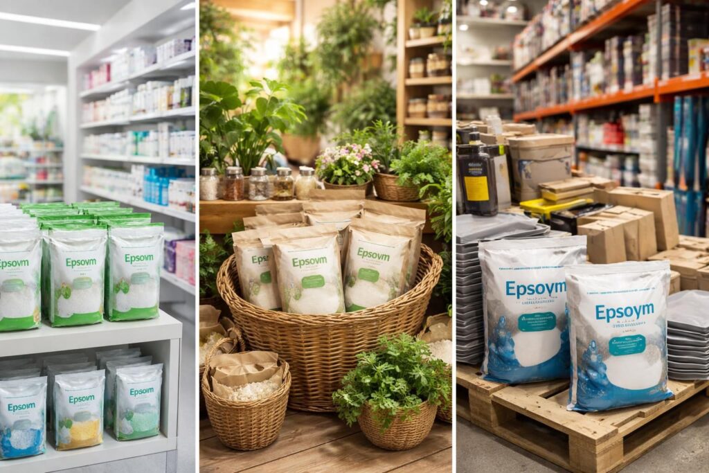 découvrez où acheter du sel d'epsom facilement : en pharmacies, magasins bio et enseignes de bricolage pour répondre à tous vos besoins.
