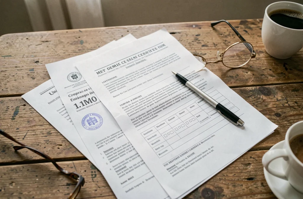 Documents justificatifs pour invalidité catégorie 2 et dispense de recherche d'emploi posés sur une table