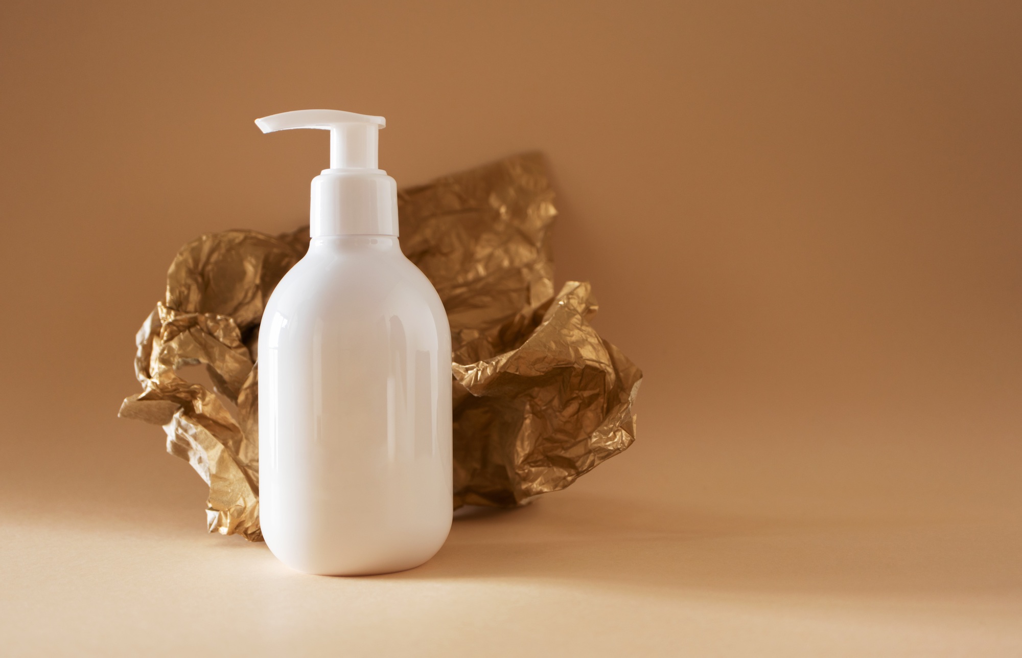 Lotion skincare on beige background